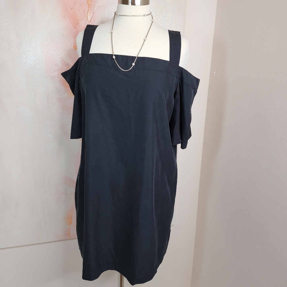 CALVIN KLEIN JEANS Large Modal Blend Charcoal Cold Shoulder Straps Tunic Top